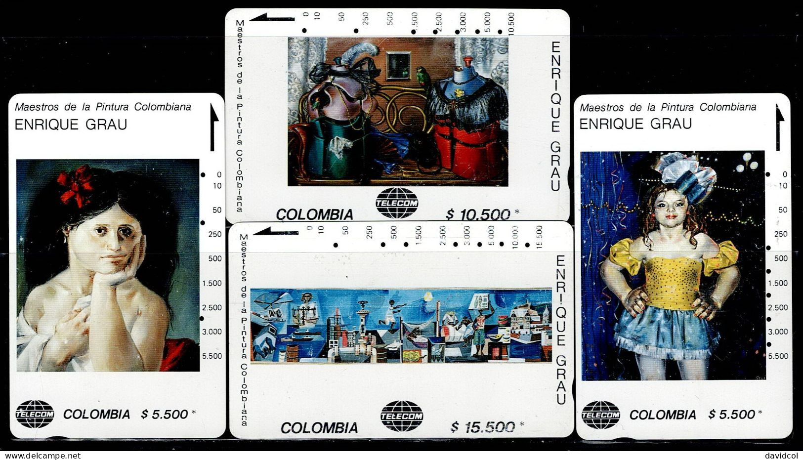 TT1-COLOMBIA TAMURA CARDS 1990's - USED SET MASTER PAINTERS -ENRIQUE GRAU - Kolumbien