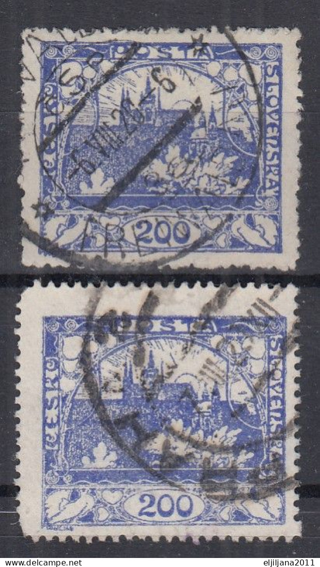 ⁕ Czechoslovakia 1918-1919 ( Castle Of Prague ) ⁕ Hradcany 200 H. Mi.9 D ⁕ 2v Used / Shades / Perf. - Used Stamps