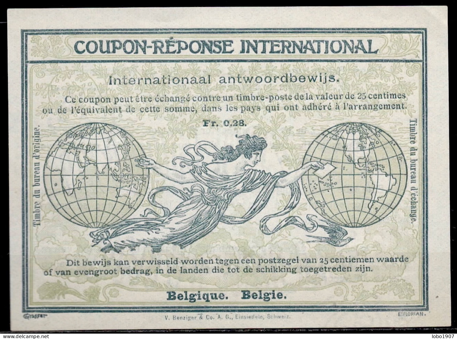 BELGIQUE BELGIE BELGIUM  Ro4  International Reply Coupon Reponse Antwortschein IAS IRC Watermark Shifted - Coupons-réponse Internationaux