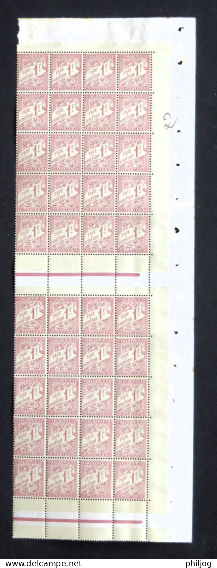 Algérie - Yvert Taxe 9 - Fragment De Feuille De 40 Timbres - Neuf SANS Charnière - Segnatasse