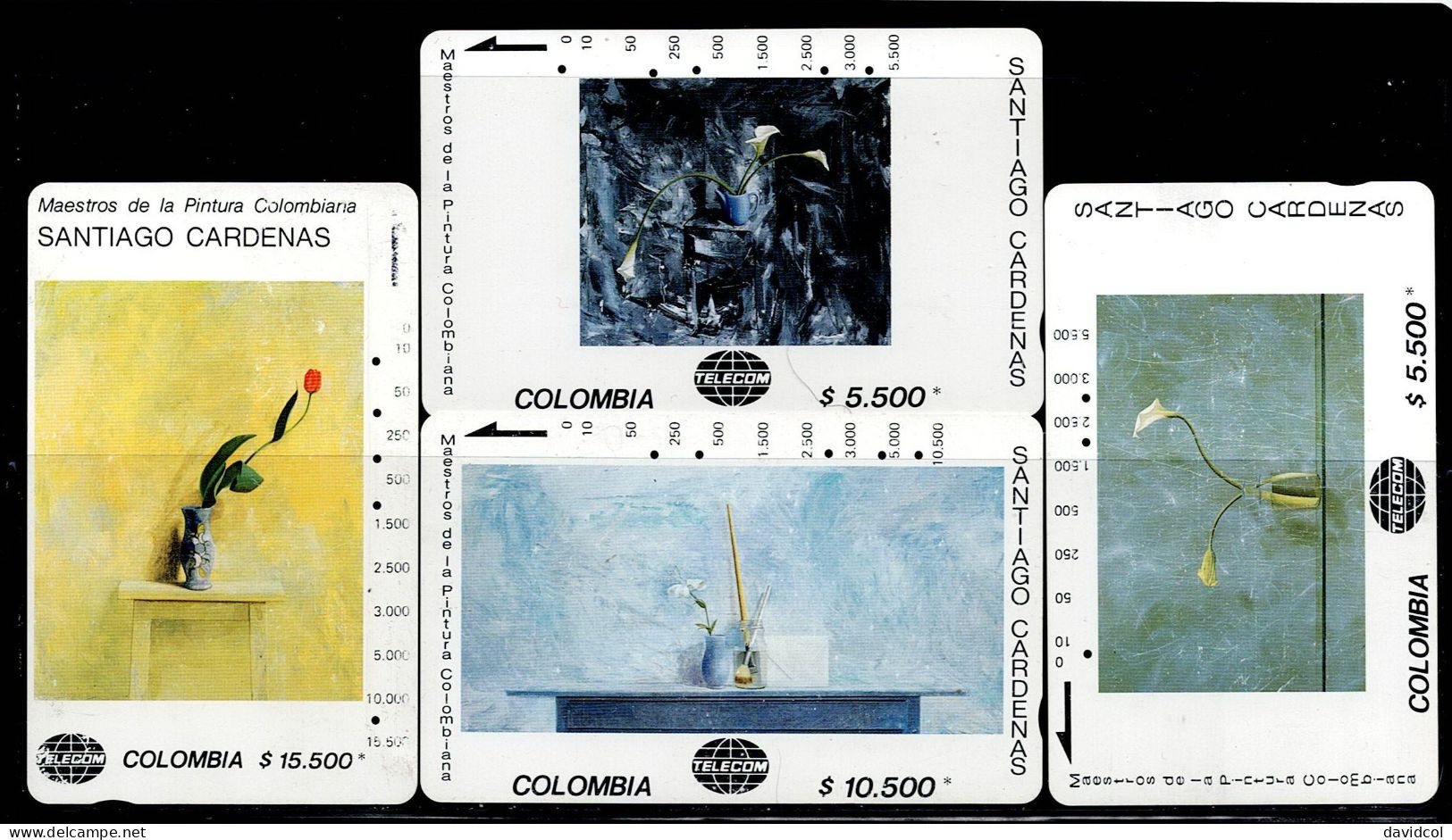 TT9-COLOMBIA TAMURA CARDS 1990's - USED SET MASTER PAINTERS - SANTIAGO CARDENAS - Colombia