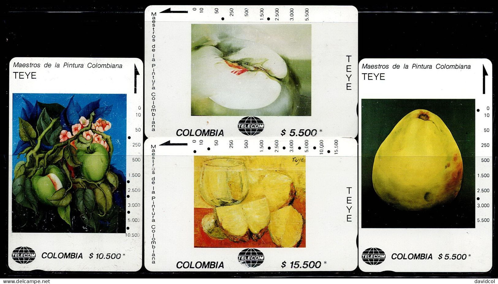 TT10-COLOMBIA TAMURA CARDS 1990's - USED SET MASTER PAINTERS - TEYE - Kolumbien