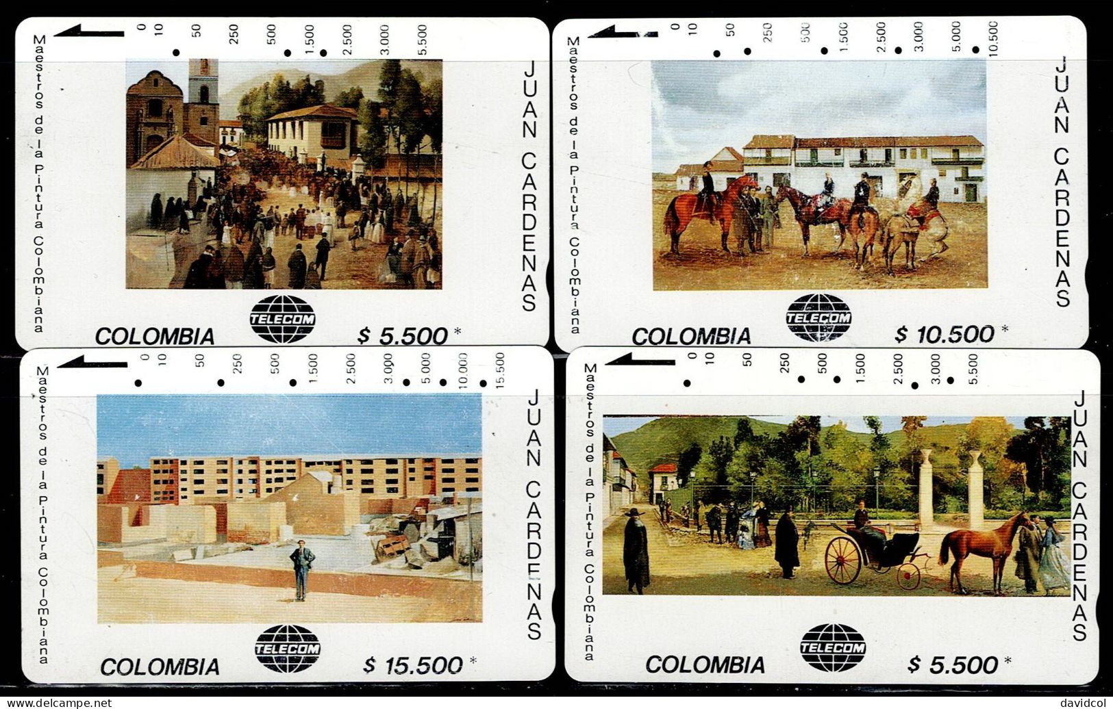 TT11-COLOMBIA TAMURA CARDS 1990's - USED SET MASTER PAINTERS - JUAN CARDENAS - Colombia