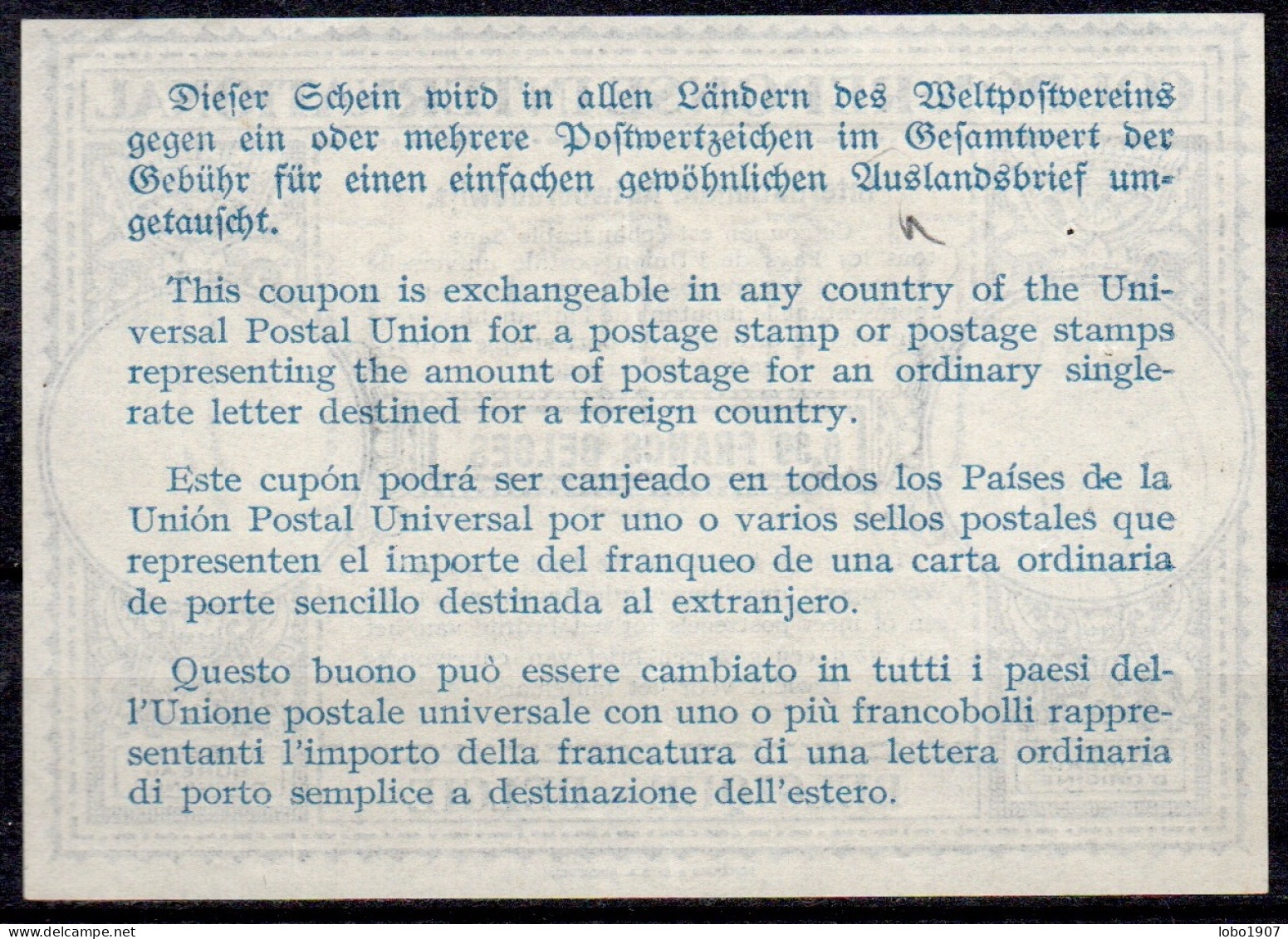 BELGIQUE BELGIE BELGIUM 1948, Lo14o  6.30 FRANCS BELGES International Reply Coupon Reponse Antwortschein IAS IRC  O BRUX - Internationale Antwortscheine