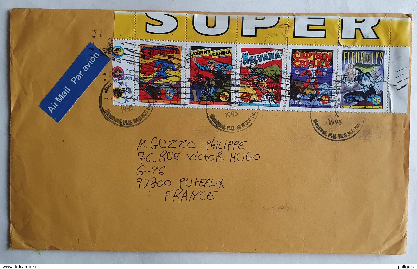 Lettre Courrier Canada Superman Nelvana Fleur De Lys - Tarjetas Postales