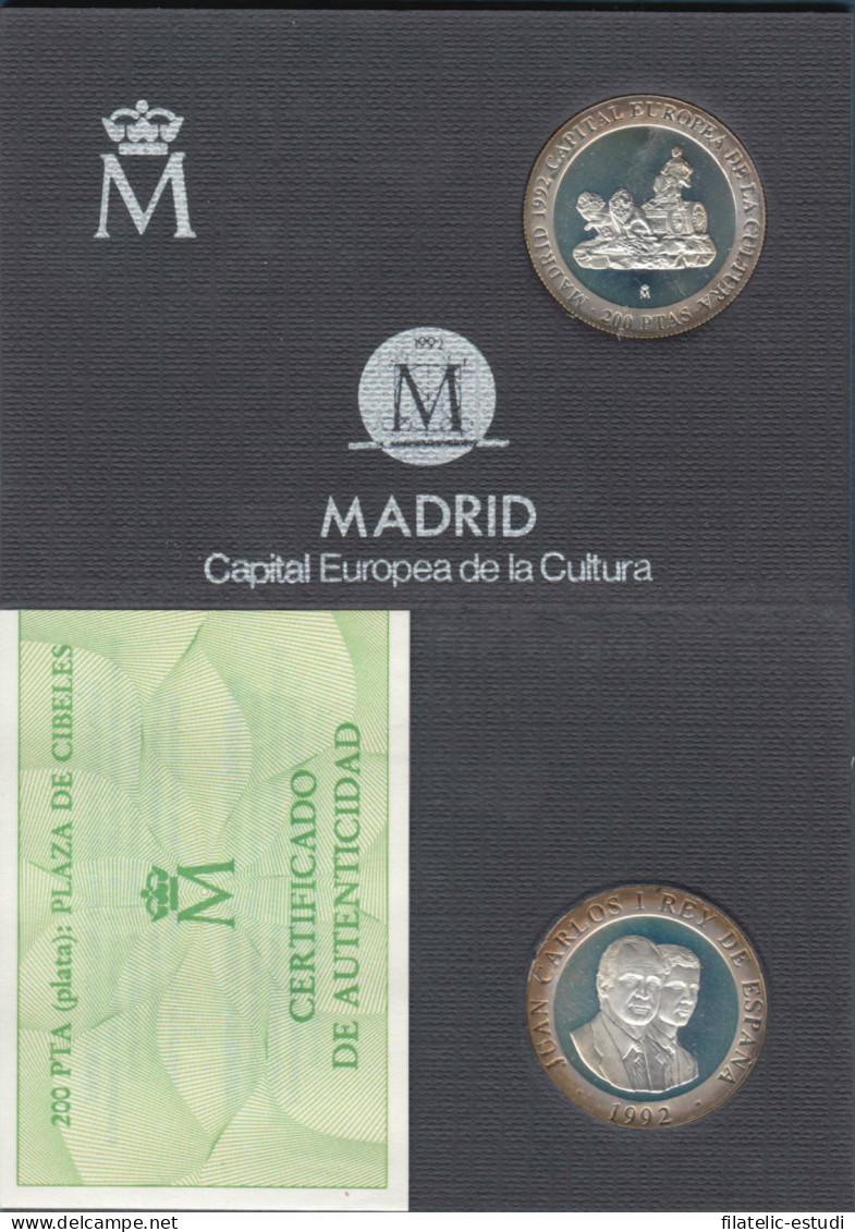 España Spain  1992 Cartera Oficial  FNMT  200 Ptas Plata Juan Carlos I Cibeles - [ 4] 1975-… : Juan Carlos I