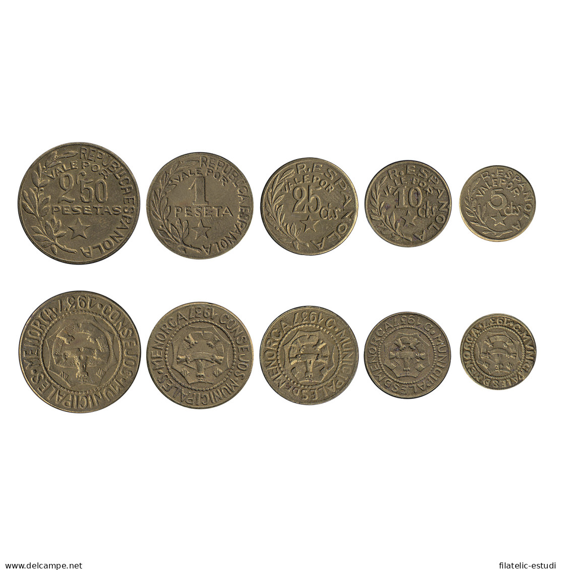 Menorca 1937 Serie Completa De 5 Monedas - Other & Unclassified