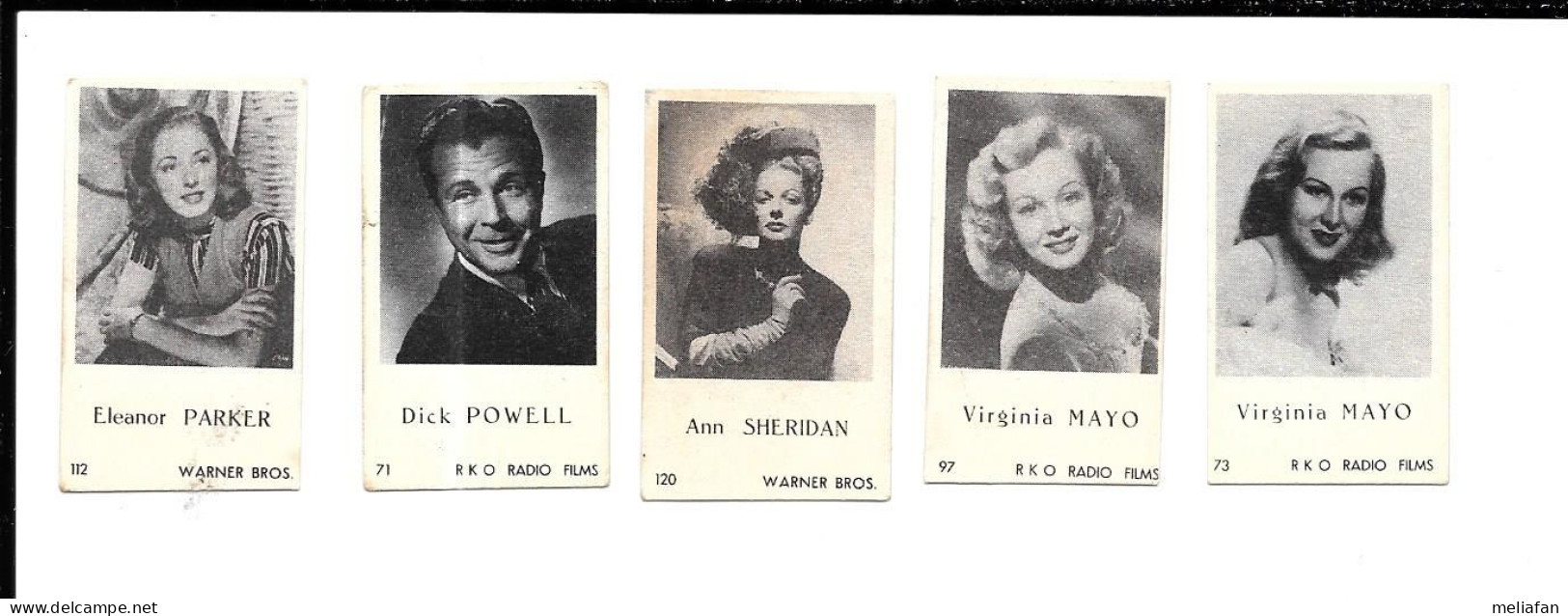 Z470 - VIGNETTES SANS MARQUE 2.5 X 4.5 - VIRGINIA MAYO - ANN SHERIDAN - ELEANOR PARKER - DICK POWELL - Photographs