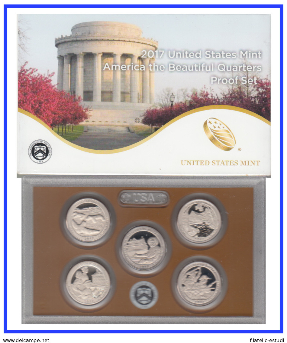 Estados Unidos USA 2017 Monedas 5 Coins 1/4 $ Set Proof - Collezioni