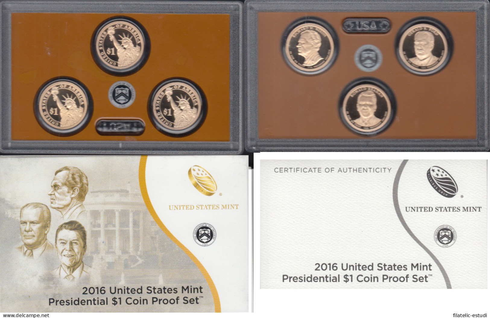 Estados Unidos USA 2016 Monedas 3 Coins 1 $ Set Proof San Francisco - Collections