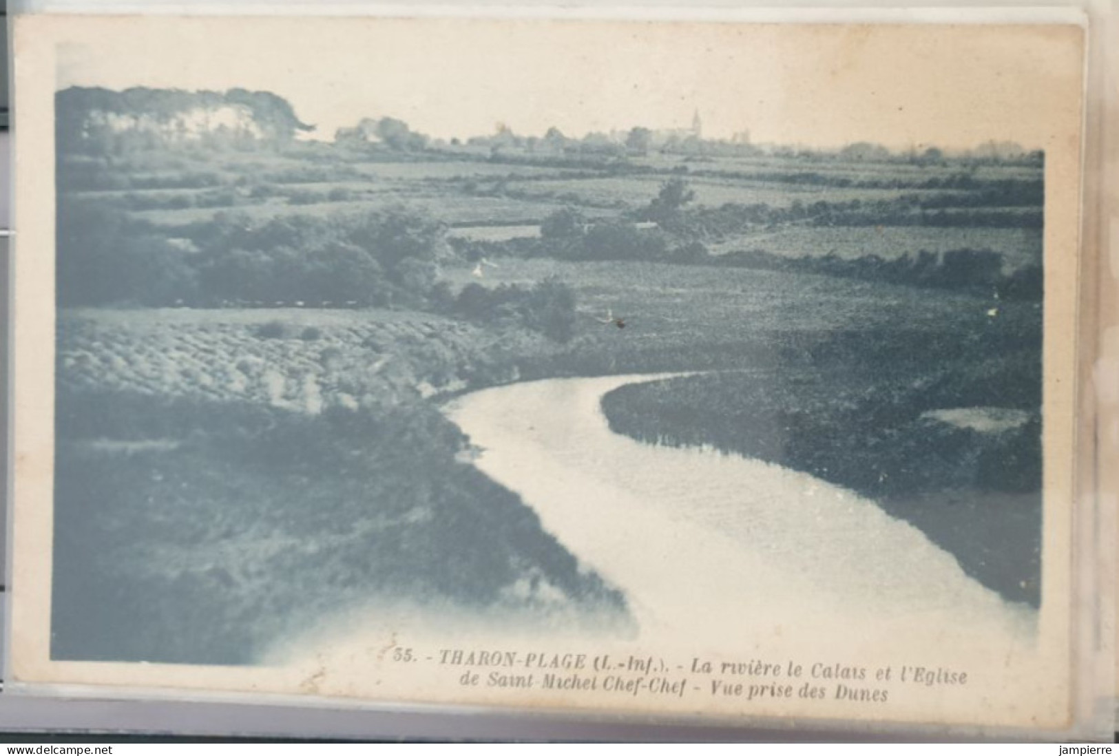 55. Tharon-Plage (L.-Inf.) - La Rivière Le Calais Et L'église De Saint-Michel Chef-Chef - Vue Prise Des Dunes - Tharon-Plage