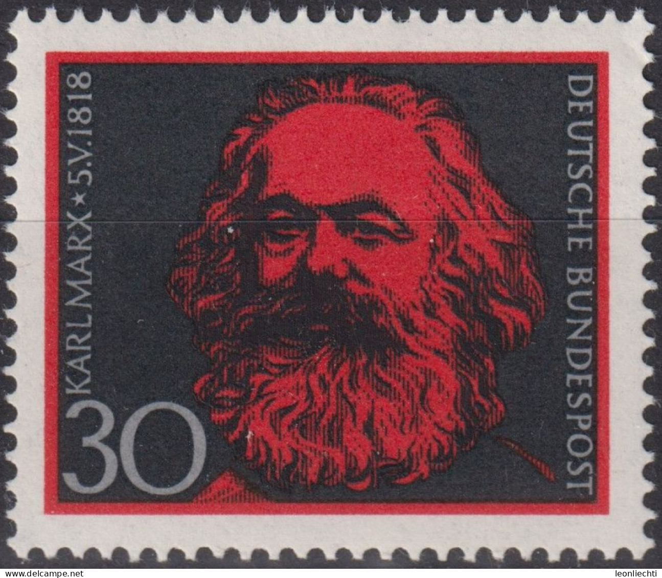 1968 Deutschland > BRD, ** Mi:DE 558, Sn:DE 985, Yt:DE 425, Karl Marx - Karl Marx