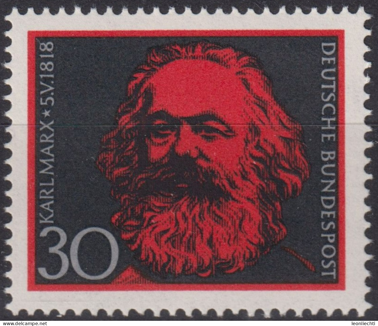 1968 Deutschland > BRD, ** Mi:DE 558, Sn:DE 985, Yt:DE 425, Karl Marx - Karl Marx