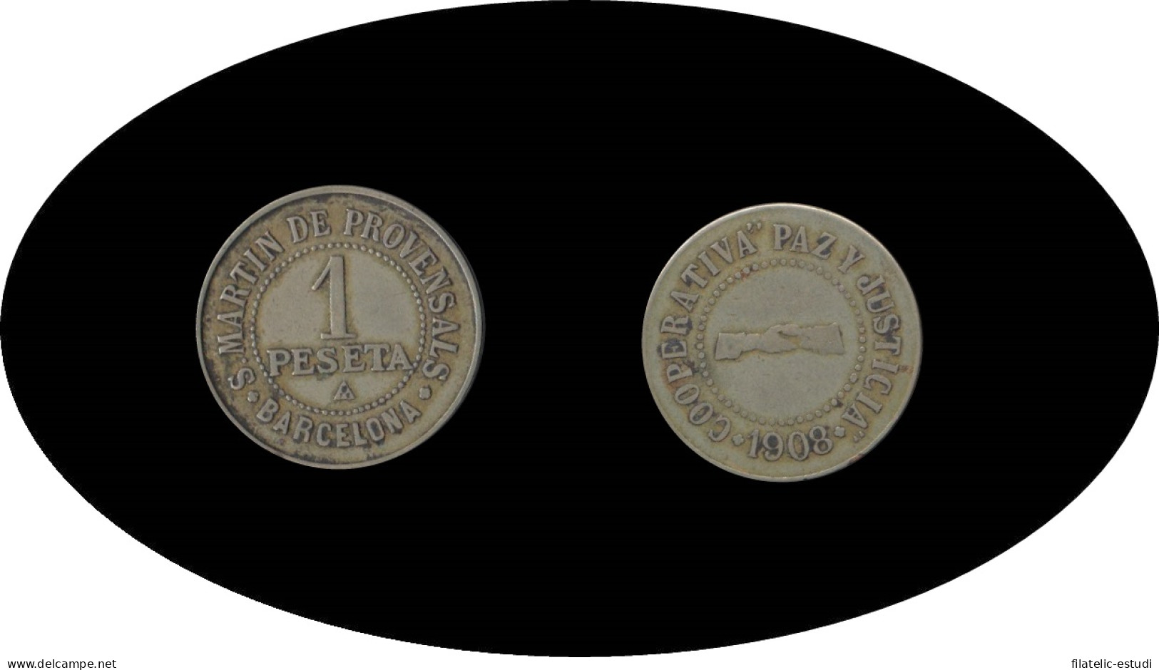 Cooperativa San Martin De Provensals Paz Y Justícia 1 Peseta 1900 - Ohne Zuordnung