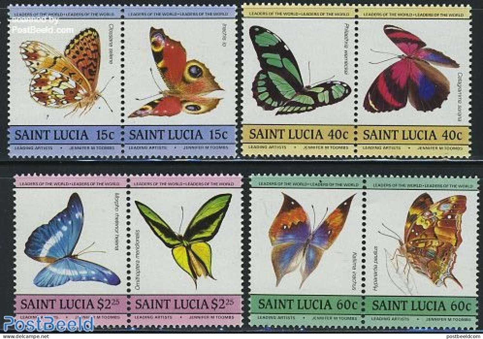 Saint Lucia 1985 Butterflies 4x2v [:], Mint NH, Nature - Butterflies - St.Lucia (1979-...)