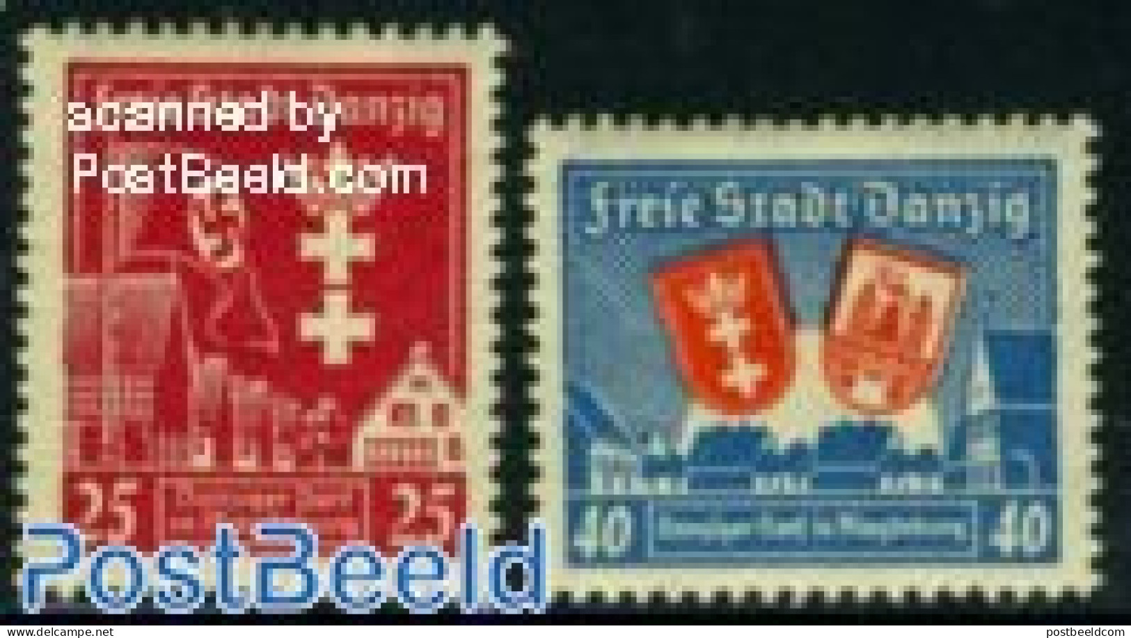 Germany, Danzig 1937 Village In Magdeburg 2v, Mint NH, History - Coat Of Arms - Andere & Zonder Classificatie