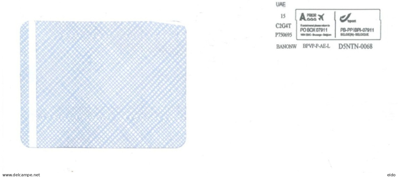 BELGIUM - 2023, PRIORITY POSTAL FRANKING MACHINE COVER TO DUBAI. - Storia Postale