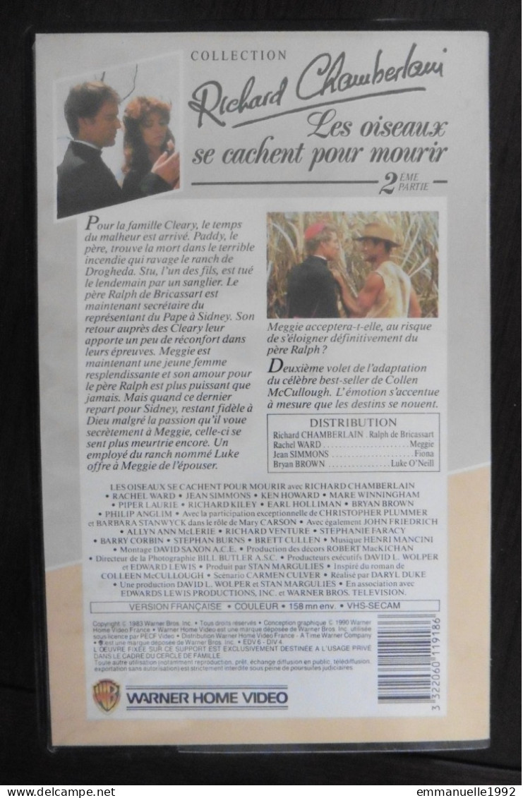 VHS Série TV Américaine Les Oiseaux Se Cachent Pour Mourir - Richard Chamberlain - N°2 - 2e Partie - Séries Et Programmes TV