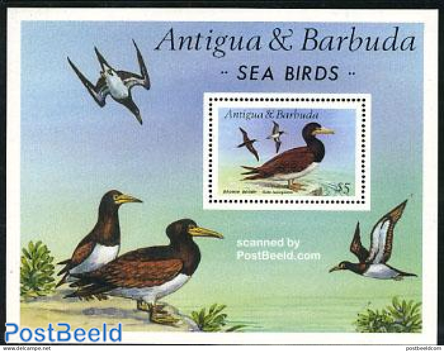 Antigua & Barbuda 1987 Sea Birds S/s, Mint NH, Nature - Birds - Antigua Y Barbuda (1981-...)