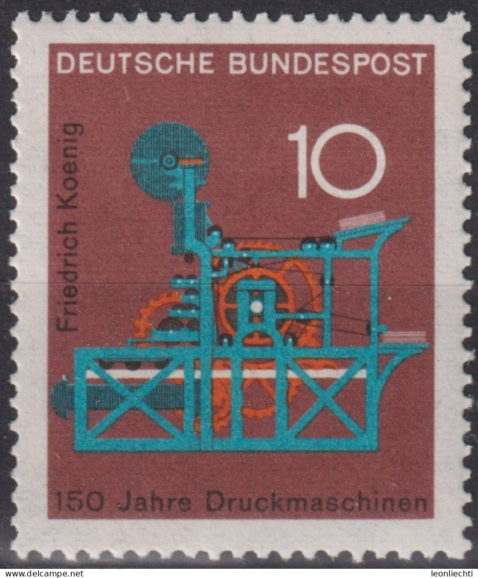 1968 Deutschland > BRD, ** Mi:DE 546, Sn:DE 978, Yt:DE 411, 150 Jahre Buchdruckmaschine, Friedrich Koenig - Fabbriche E Imprese