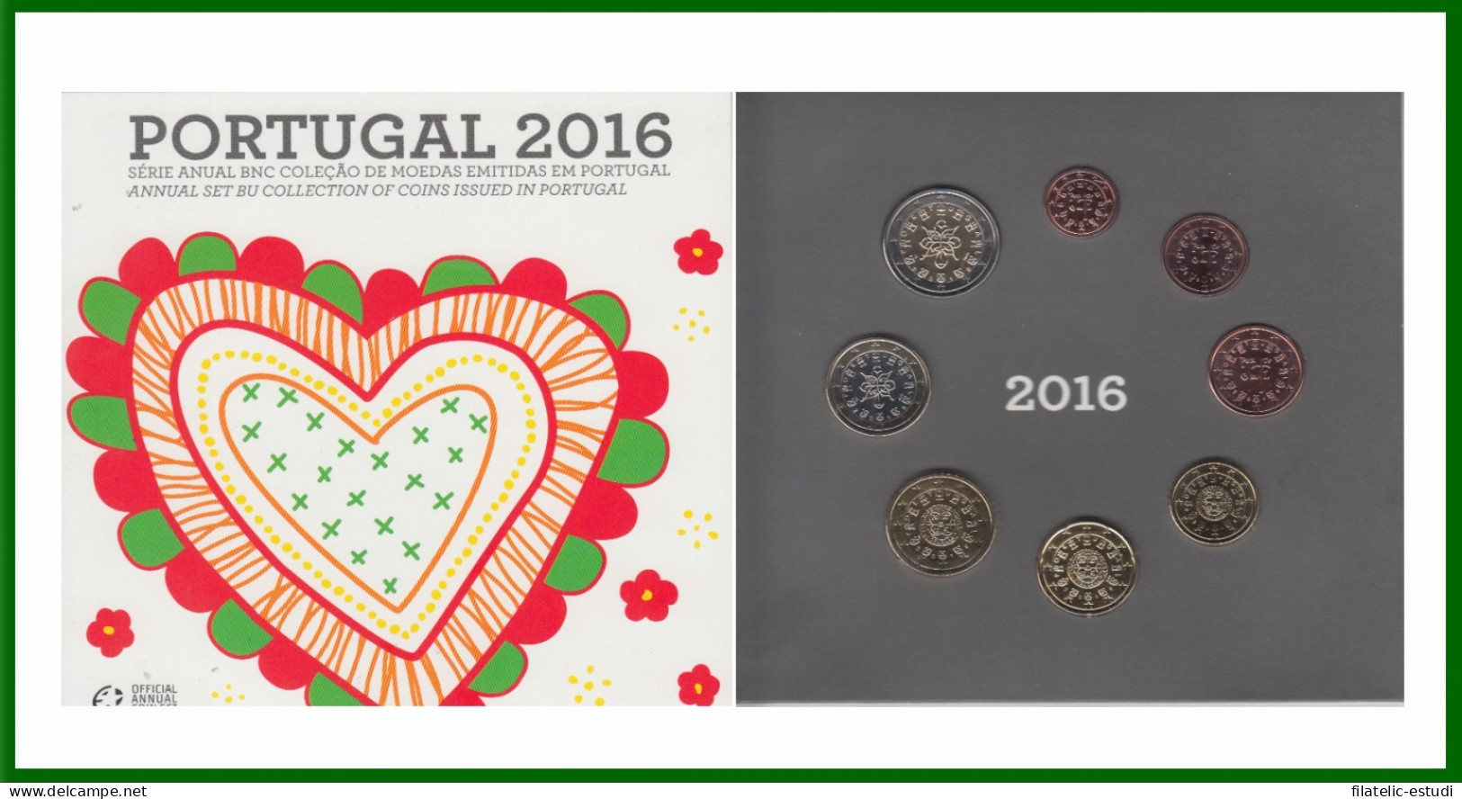 Portugal 2016 Cartera Oficial Monedas € Euro Set - Altri & Non Classificati