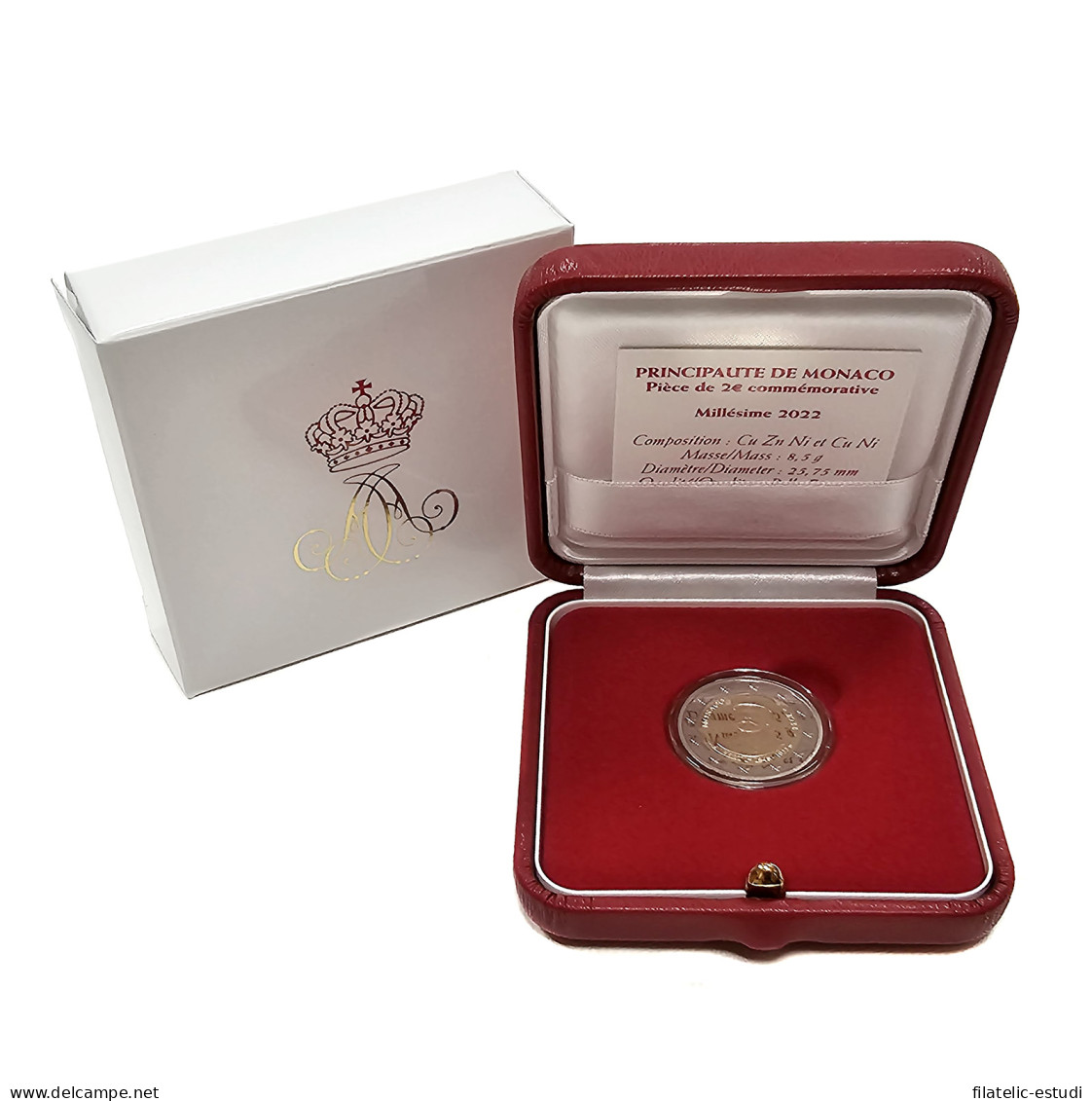 Monaco 2022 Cartera Oficial Estuche Monedas 2€ Conmemorativos Proof Albert 1er - Autres & Non Classés