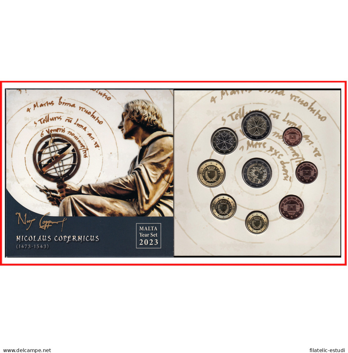 Malta 2023 Cartera Oficial Monedas € Euro Nicolás Copérnico - Autres & Non Classés