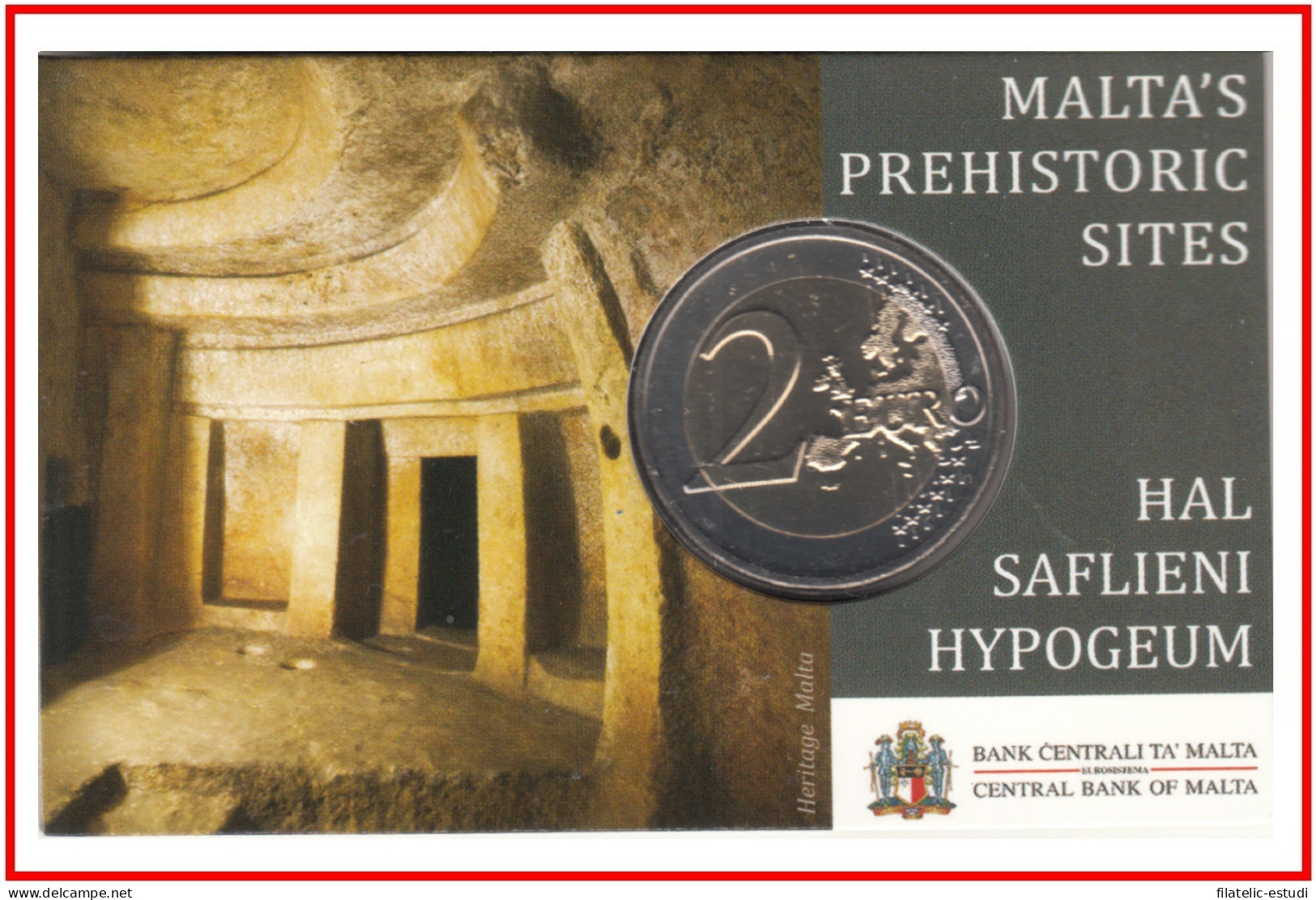 Malta 2022 2 € Euros Moneda Coin Card Hipogeo De Hal Saflieni - Autres & Non Classés