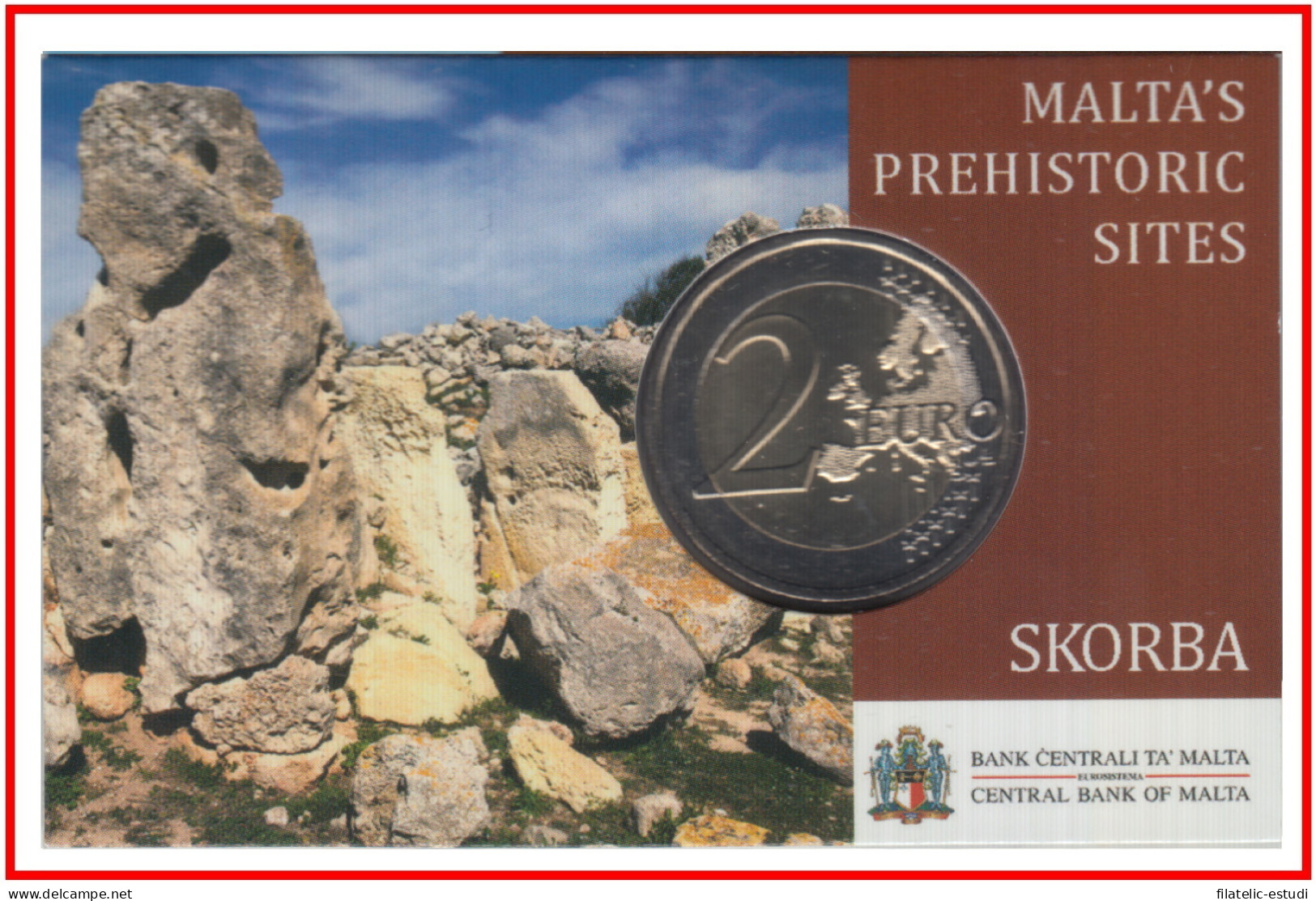 Malta 2020 2 € Euros Moneda Coin Card Templos Skorba - Autres & Non Classés