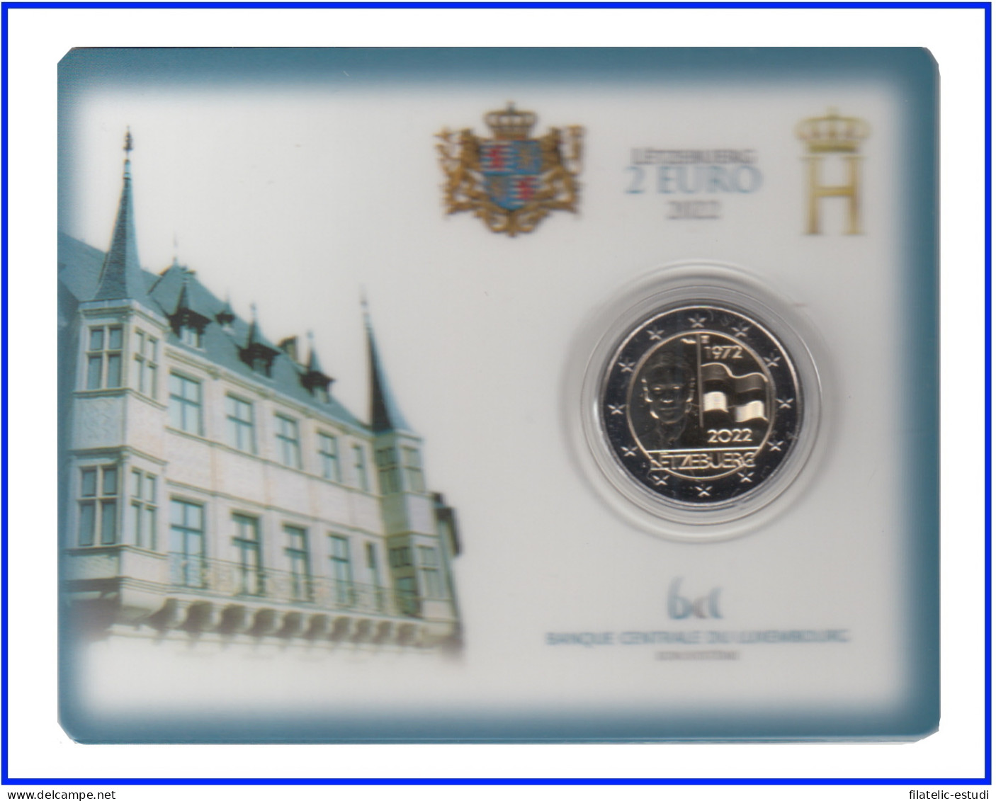 Luxemburgo 2022 Cartera Oficial Coin Card 2 € Conmemorativos Av. Bandera - Autres & Non Classés