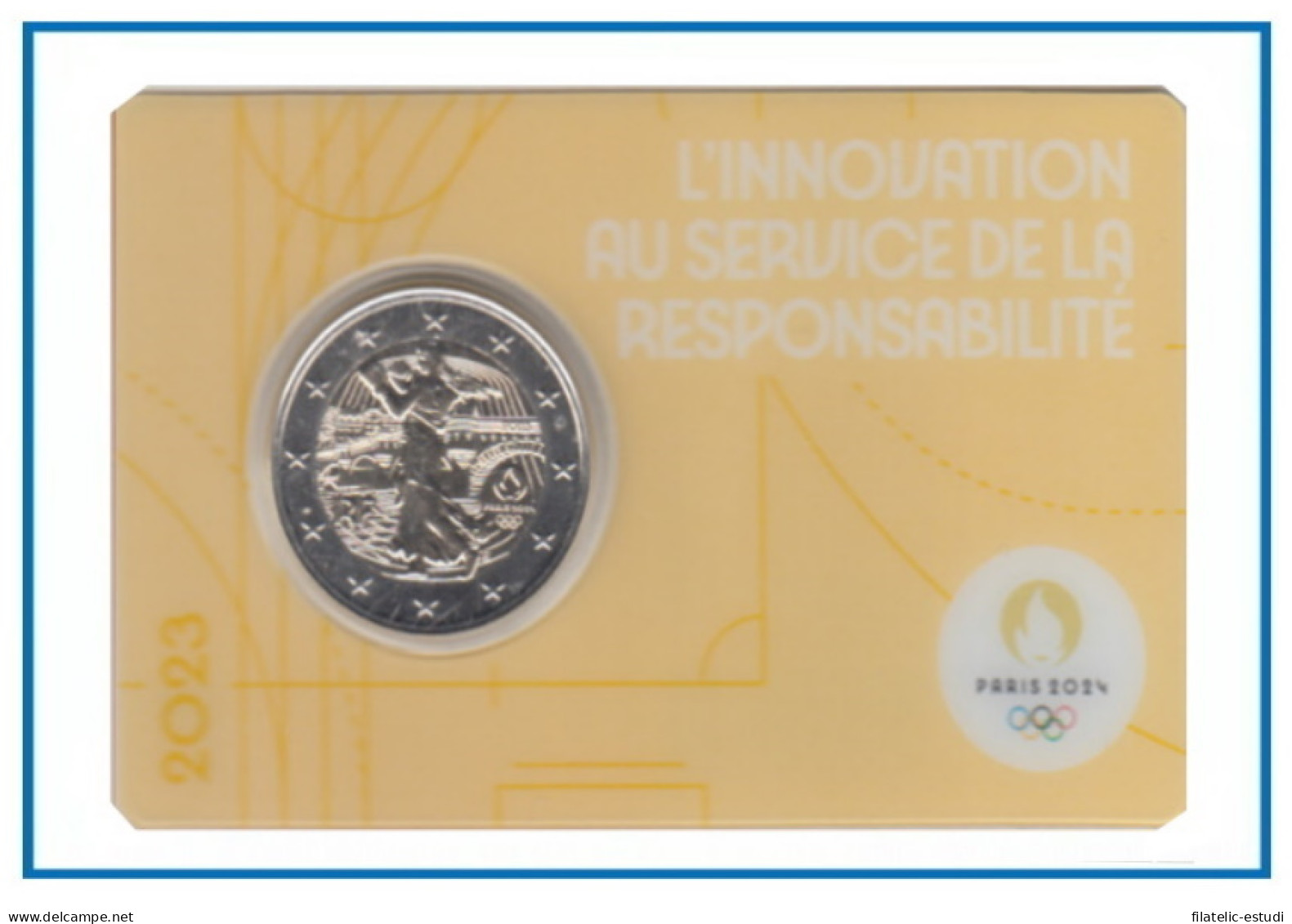 Francia France 2023 Cartera Oficial Coin Card 2€ Euros Conm. 3a París 2024 - Altri & Non Classificati