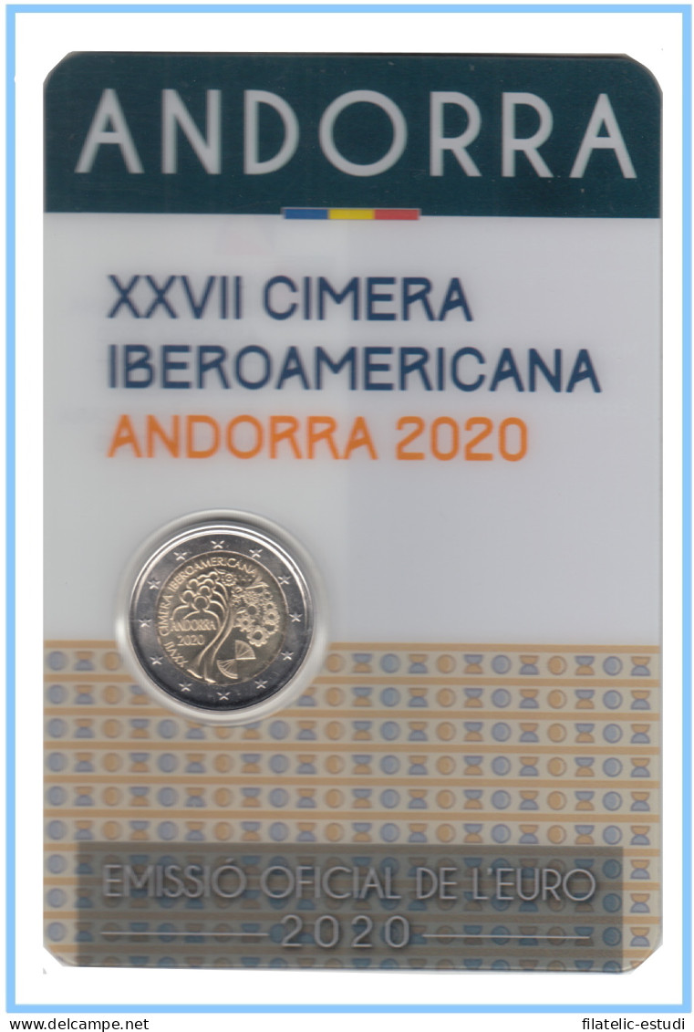 Andorra 2020 Cartera Oficial Coin Card Moneda 2 € Conm Cumbre Iberoamericana - Altri & Non Classificati