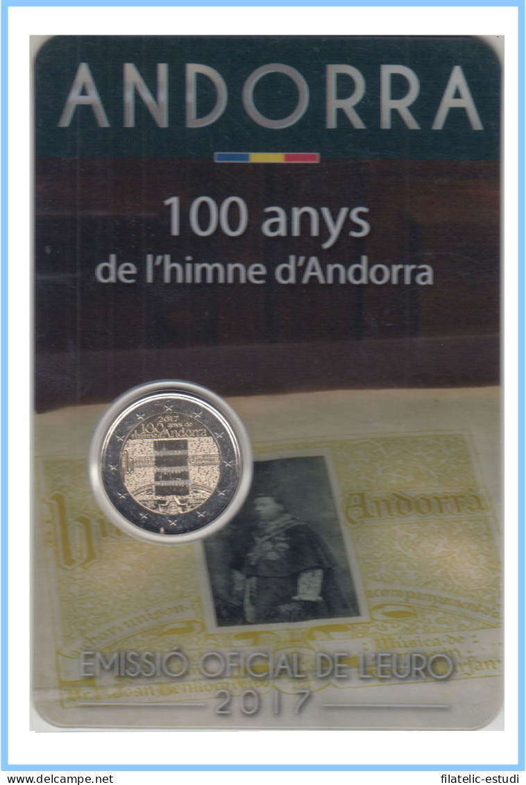 Andorra 2017 Cartera Oficial Coin Card Moneda 2 € Conm. Himno De Andorra - Altri & Non Classificati