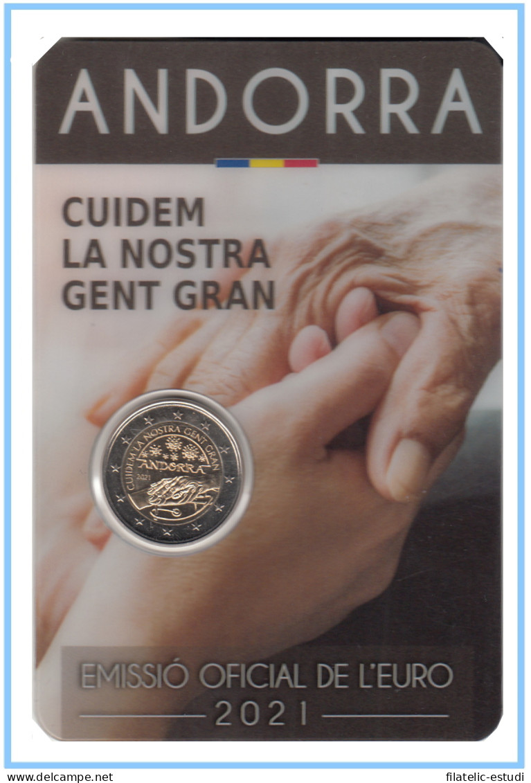 Andorra 2021 Cartera Oficial Coin Card Moneda 2 € Conm Gente Mayor - Altri & Non Classificati