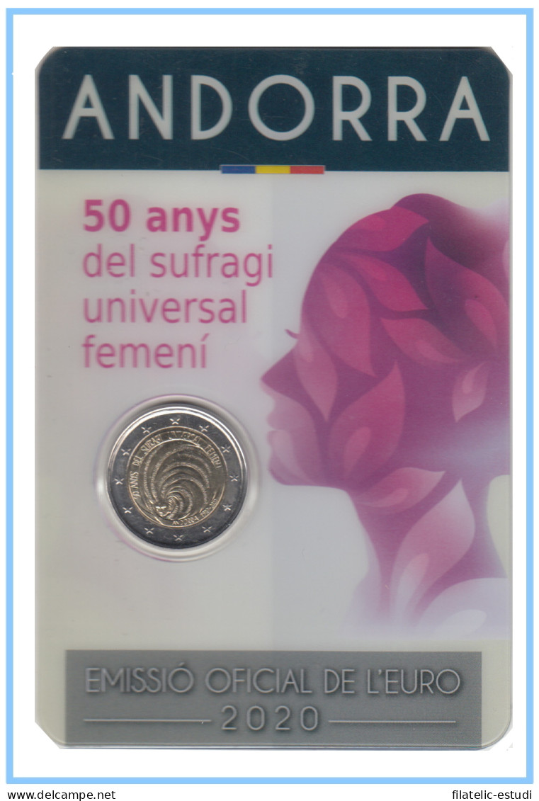 Andorra 2020 Cartera Oficial Coin Card Moneda 2 € Conm Sufragio Femenino - Altri & Non Classificati