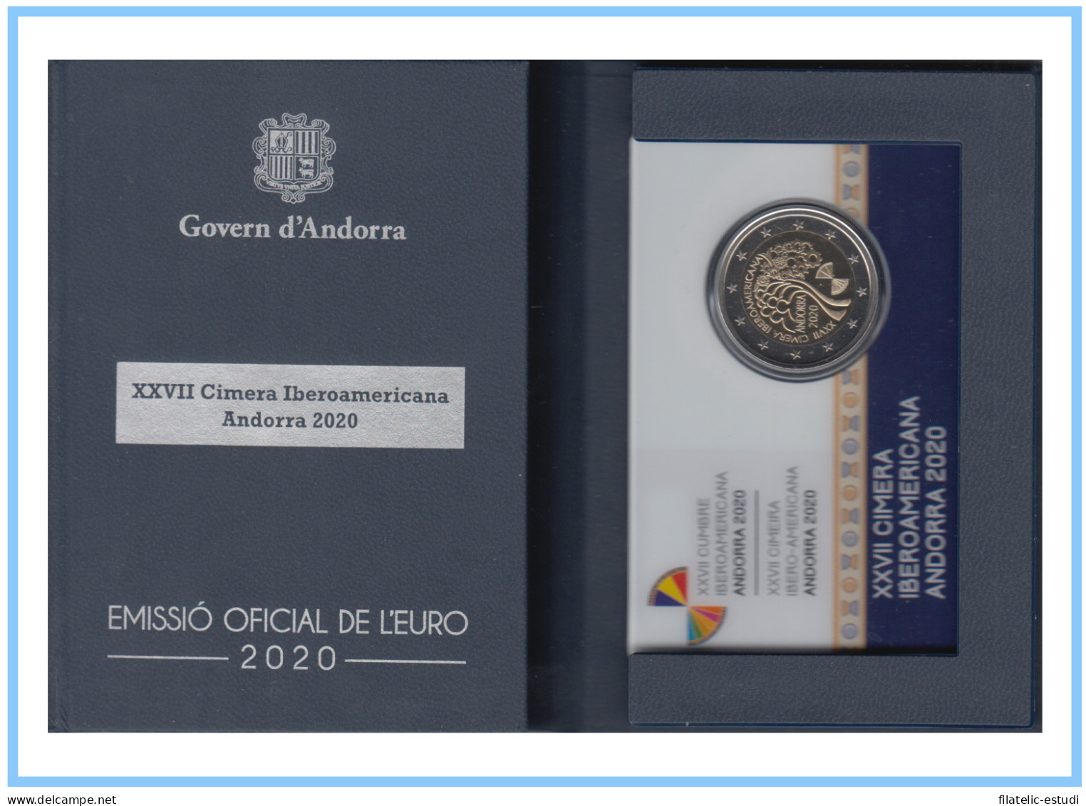 Andorra 2020 Cartera Of Coin Card Estuche Moneda 2 € Conm Cumbre Iberoamerican - Altri & Non Classificati