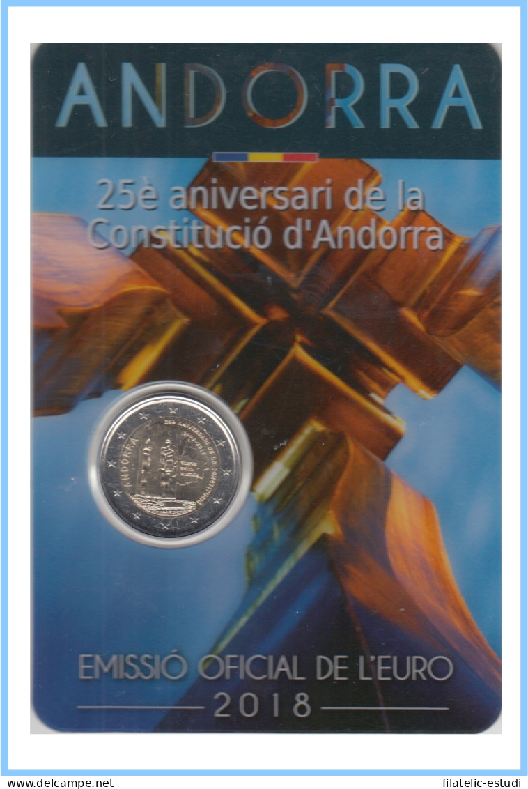 Andorra 2018 Cartera Oficial Coin Card Moneda 2 € Conm 25 Av. Constitución - Altri & Non Classificati