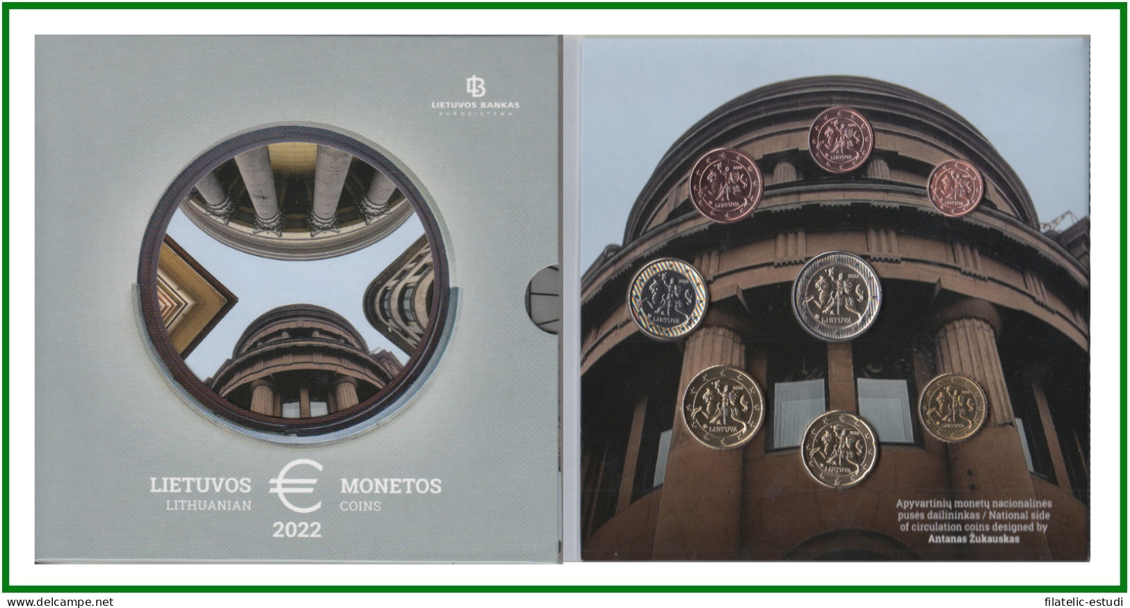 Lituania 2022 Cartera Oficial Monedas € Euro Set Kaunas Modernista - Otros & Sin Clasificación