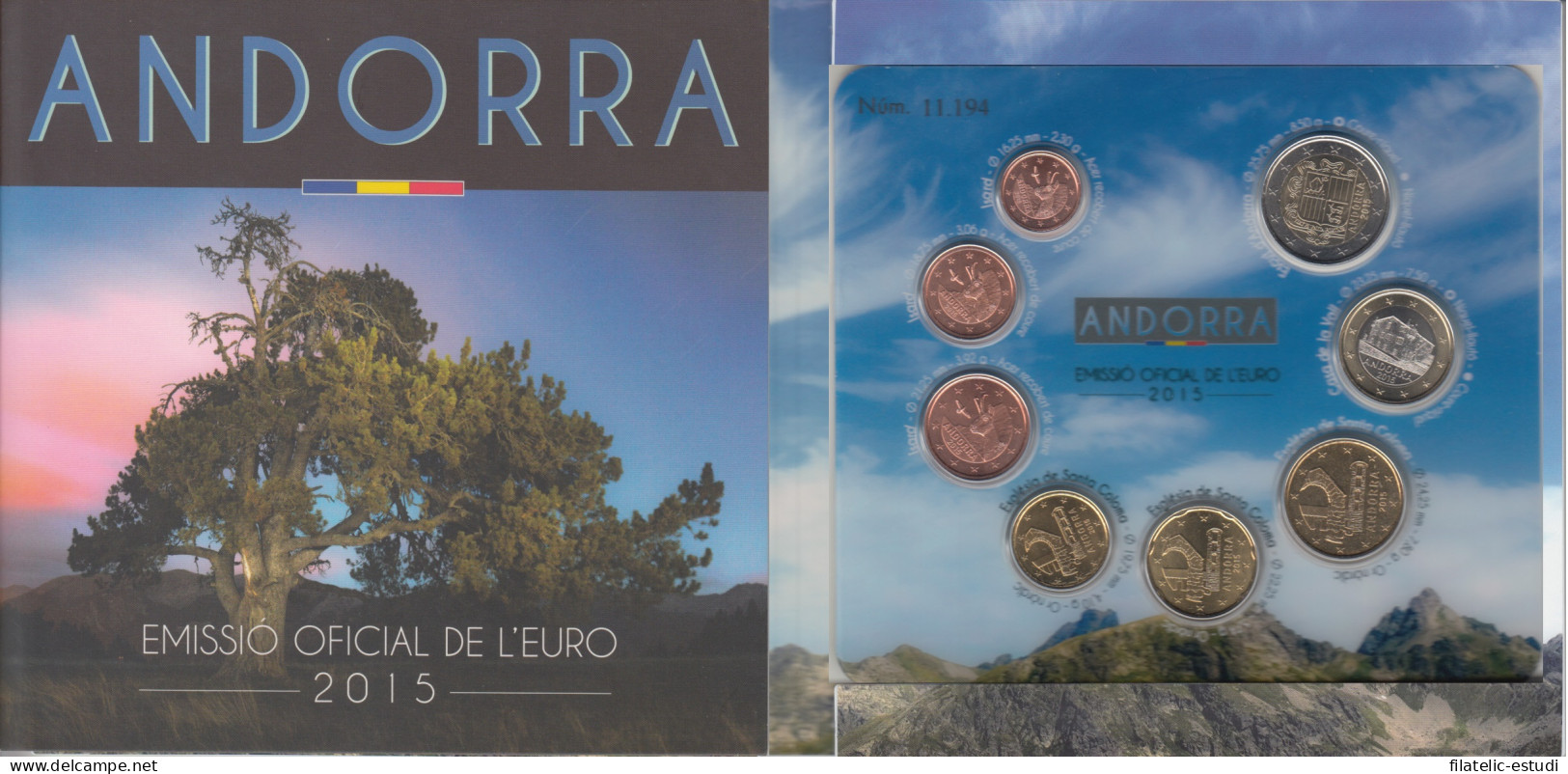 Andorra 2015 Cartera Oficial Euros € Valores De Andorra Tirada 40.000 - Altri & Non Classificati