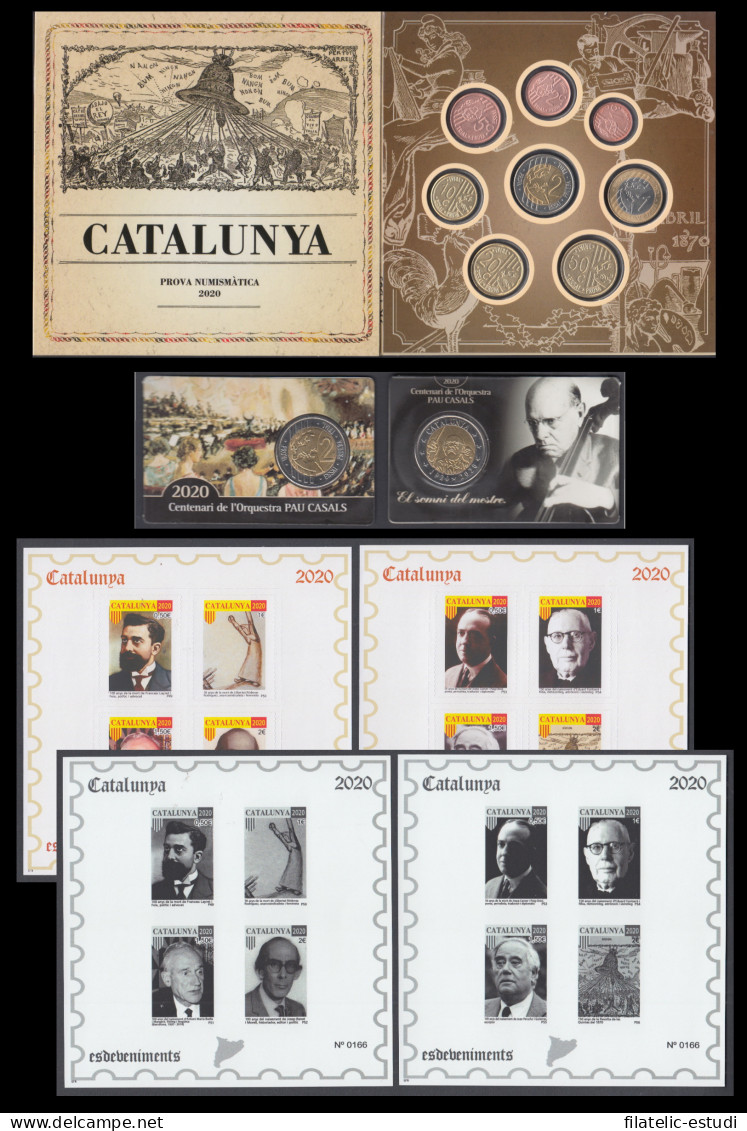 Catalunya Set Completo Pruebas Filatélicas Numismáticas Euros 2020 - Altri & Non Classificati