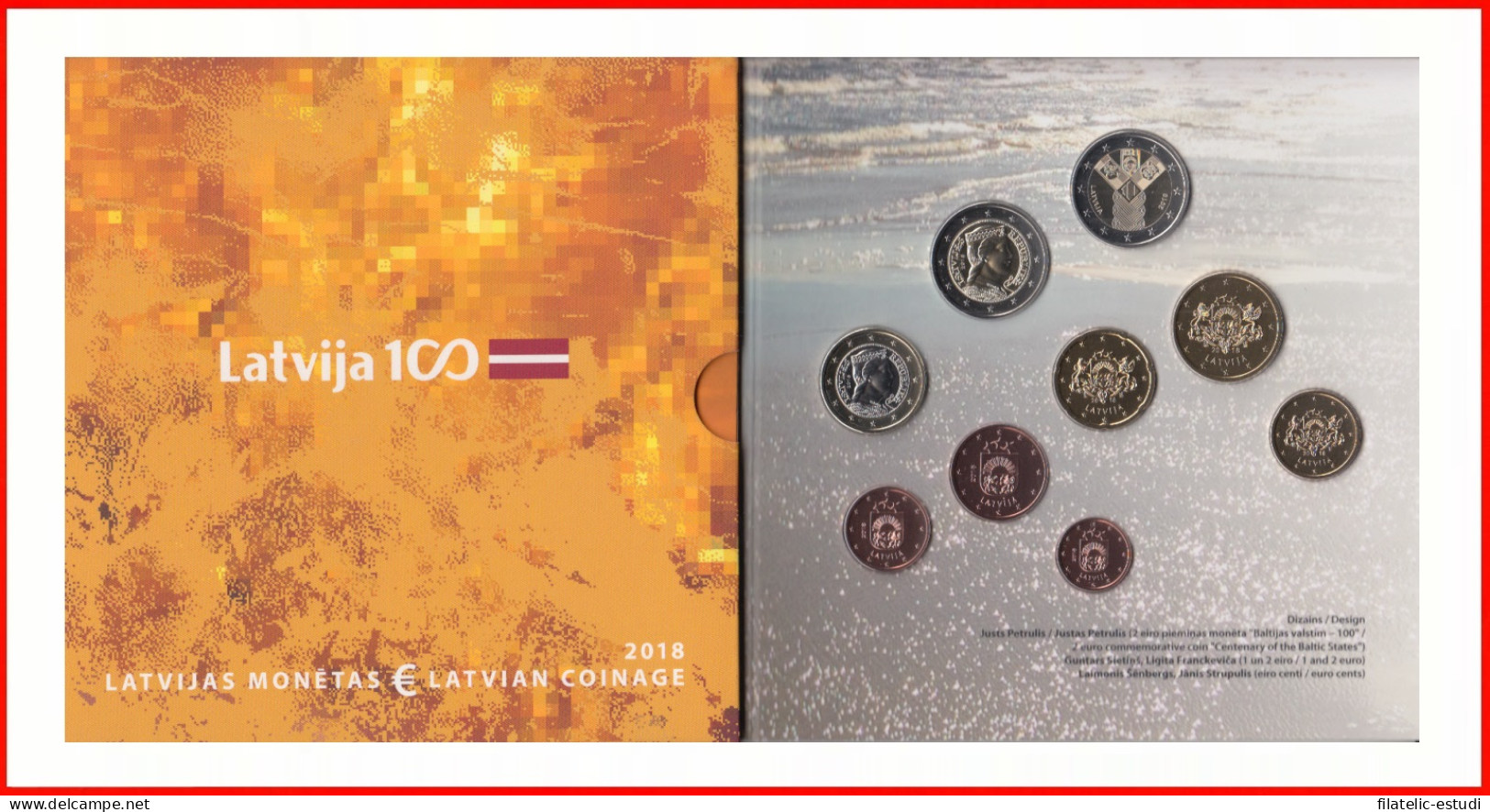 Letonia Latvija 2018 Cartera Oficial Monedas € Euro Estados Bálticos - Sonstige & Ohne Zuordnung