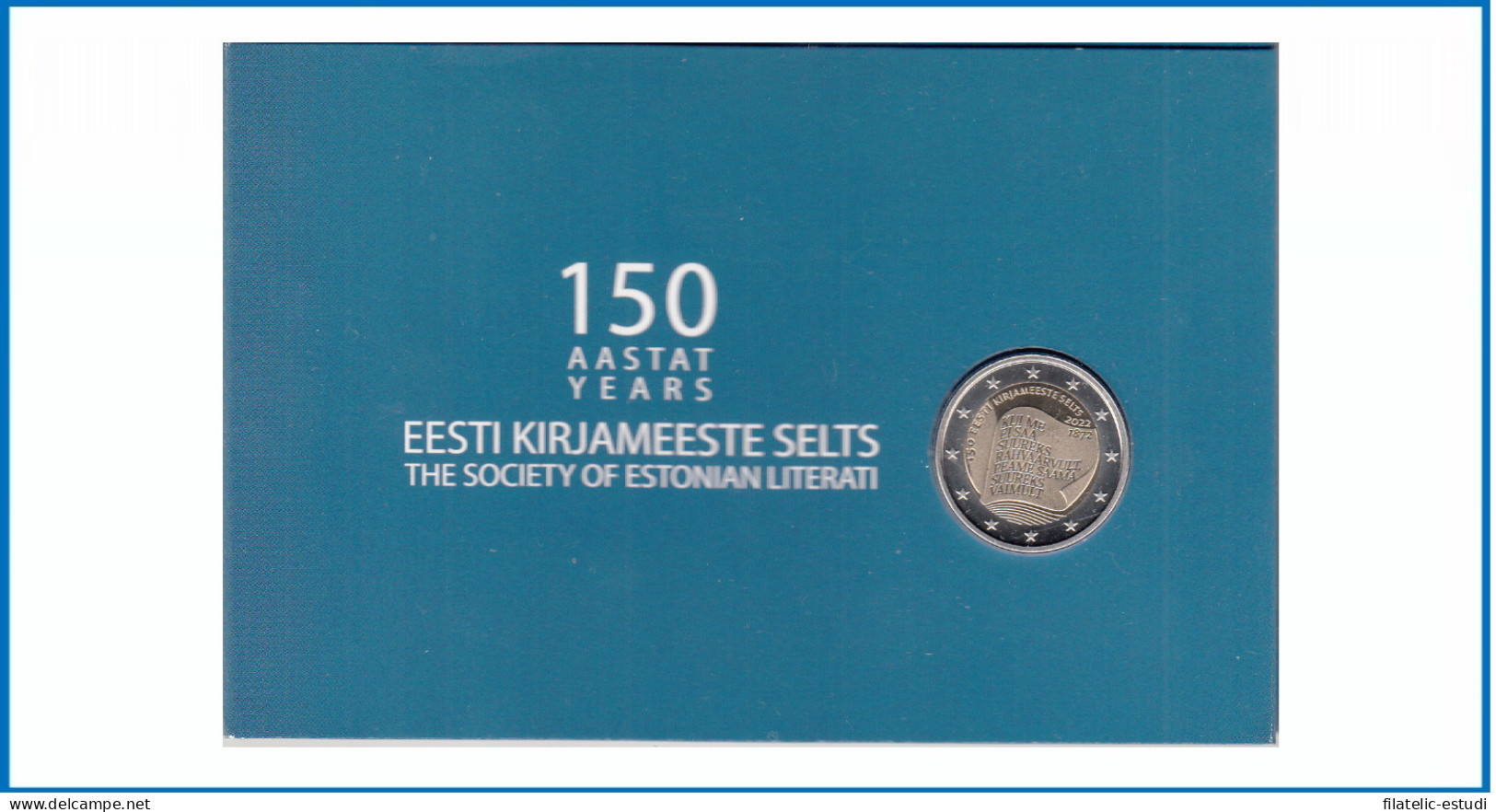 Estonia 2022 Cartera Oficial Coin Card Moneda 2 € Conm Literatura De Estonia - Altri & Non Classificati