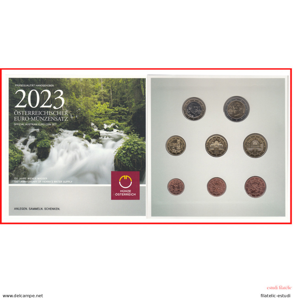 Austria 2023 Cartera Oficial Monedas € Euros Viennas Water Supply - Sonstige & Ohne Zuordnung