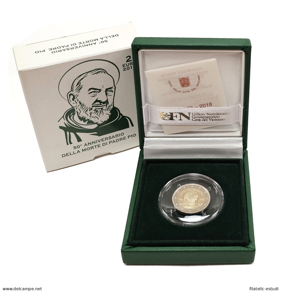 Vaticano 2018 Cartera Oficial Estuche Moneda 2€ Euros Proof 50 Aniversario De  - Autres & Non Classés