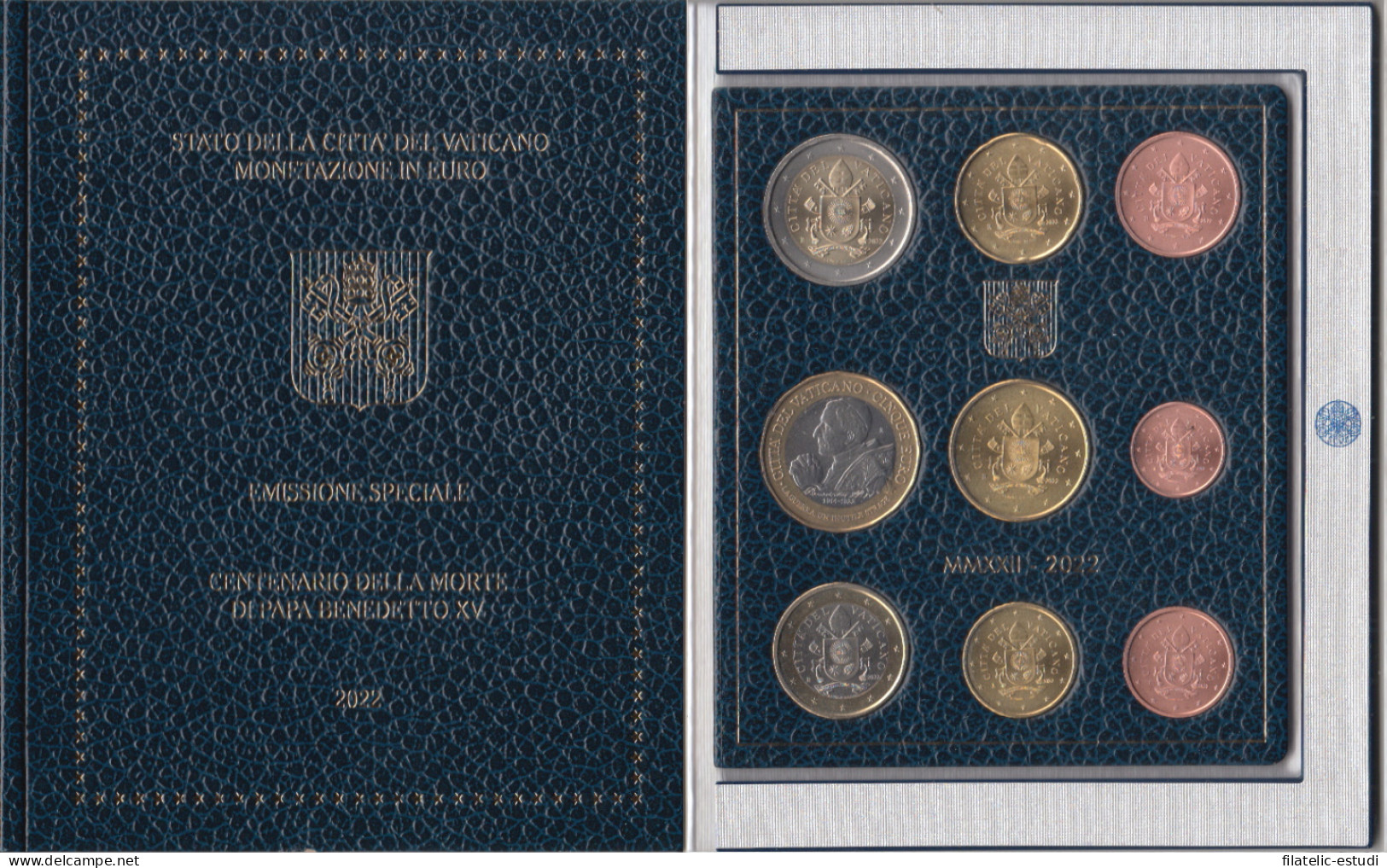 Vaticano 2022 Cartera Oficial Monedas € Euros Emisión Especial + 5 Euros Bimet - Other & Unclassified