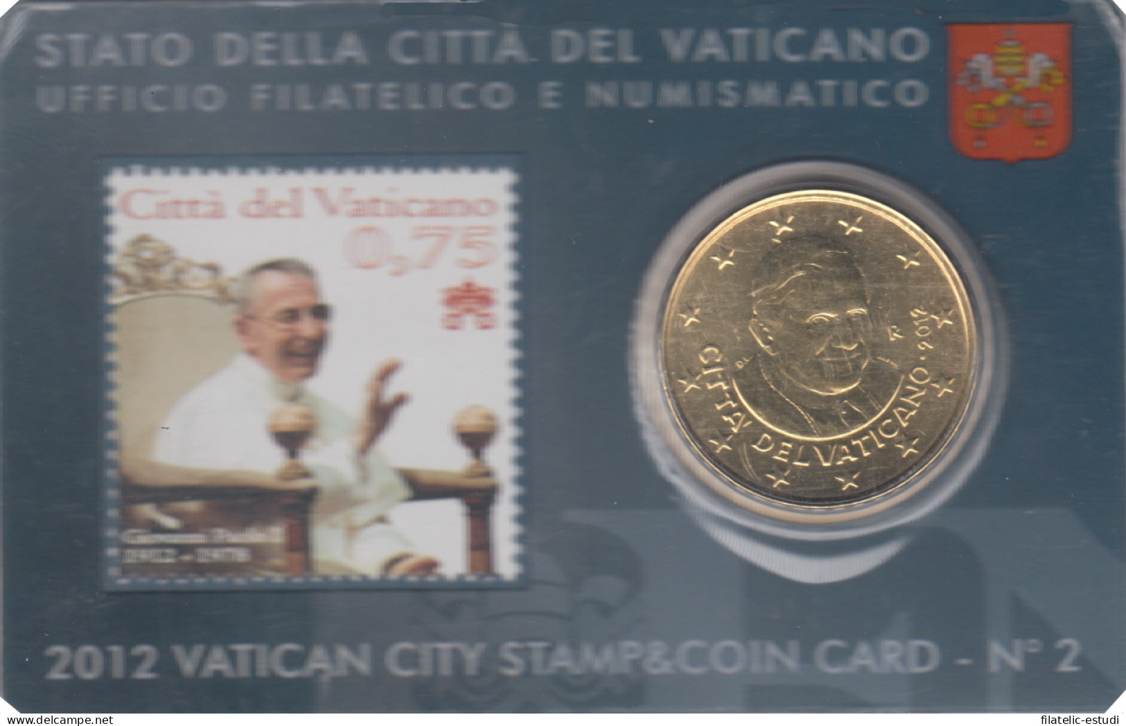 Vaticano 2012 Cartera Oficial Stamp And Coin Card Nº 2  0.50 € Euros + Sello - Otros & Sin Clasificación