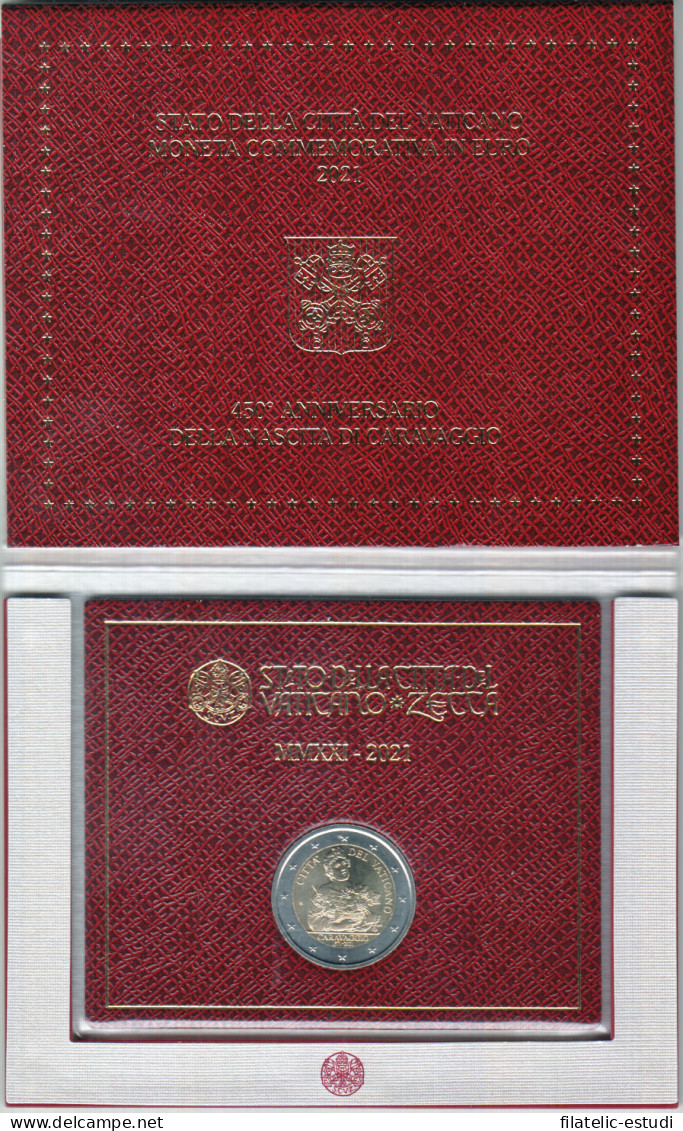 Vaticano 2021 Cartera Oficial Moneda 2 € Euros Caravaggio - Andere & Zonder Classificatie