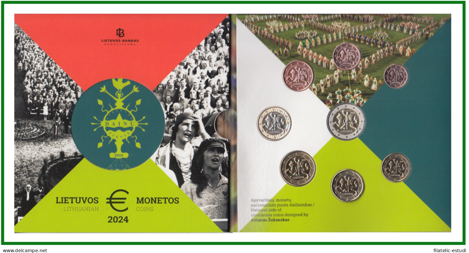 Lituania 2024 Cartera Oficial Monedas € Euro Set Festival De La Canción - Andere & Zonder Classificatie