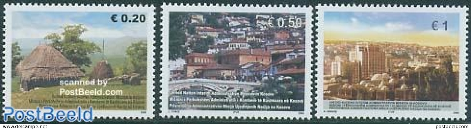 Kosovo 2005 Cities 3v, Mint NH, Art - Architecture - Bridges And Tunnels - Puentes