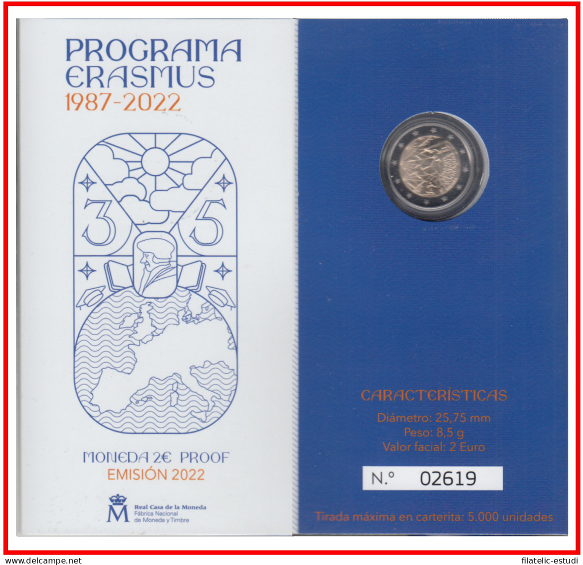 España Spain 2022 Cartera 2€ Euros Proof Erasmus - Spagna